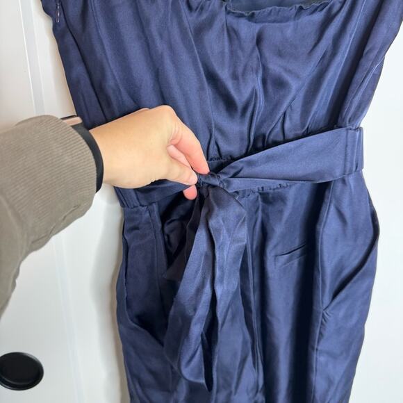 NWT J. Crew Collection Navy Blue 100% Silk Strapless Jumpsuit Size 8 - Picture 4 of 8